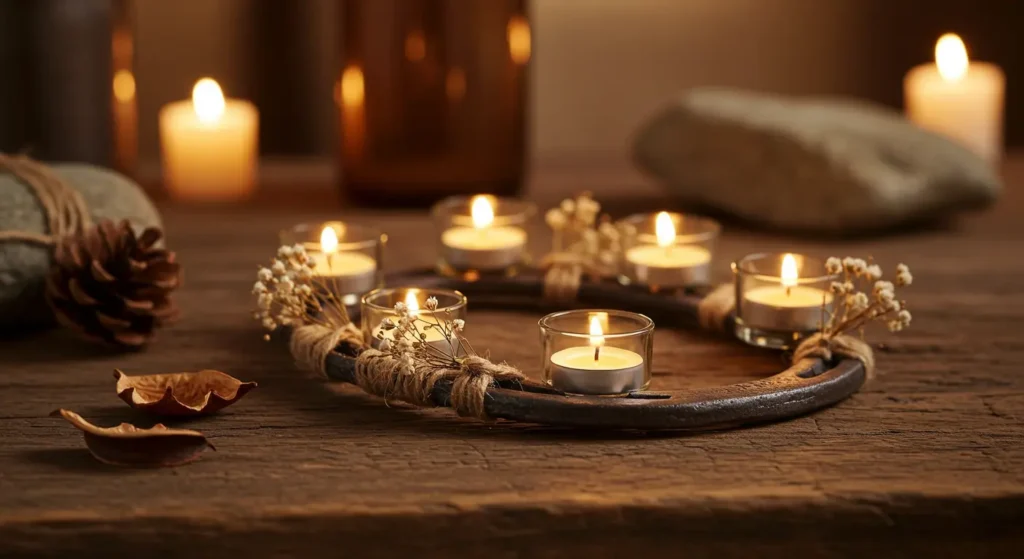 DIY Horseshoe Candle Holder