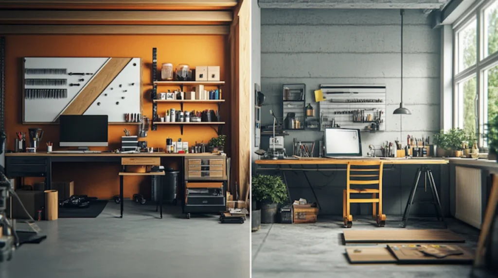 A premium vs DIY solution – professional tools and DIY tools side by side in a workshop