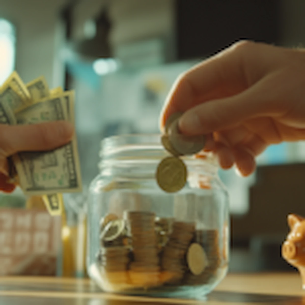 Upfront cost vs long-term investment: breaking down the budget – cash in hand and coins in a savings jar