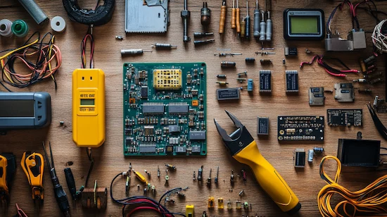 DIY ltc project essential tools and components organized on a wooden table